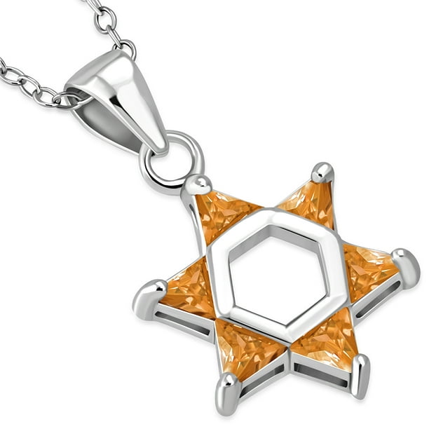 925 Sterling Silver Religious Judaica Star of David Simulated Opal Cubic Zirconia Pendant Necklace Jewelry Gifts for Women 